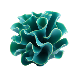Abstract Teal Coral Organic 3D Icon