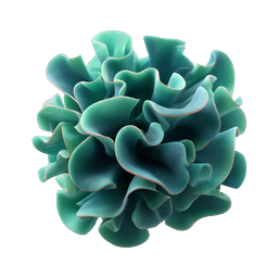 Abstract Teal 3D Flower Icon - Organic Coral-Inspired Design