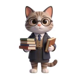 Charming Scholarly Cat Icon for Education Themes