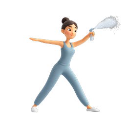 Active Woman Spraying Water 3D Icon