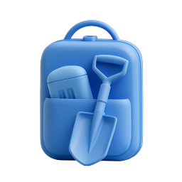 Adventure Backpack with Shovel Icon - 3D Clay Style