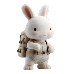 Adorable Adventure Bunny Character with Backpack 3D Icon