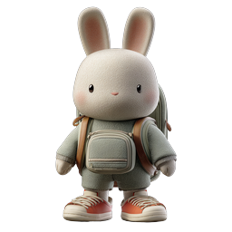 Adventure Bunny 3D Character Icon with Backpack