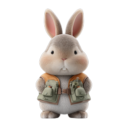 Adorable Adventure Bunny Icon - Cute 3D Rabbit Character