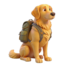 Adventure Golden Retriever Dog with Hiking Backpack Icon