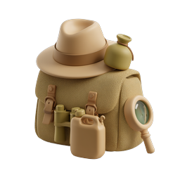 Adventure Explorer Kit Icon - Backpack Safari Hat & Gear