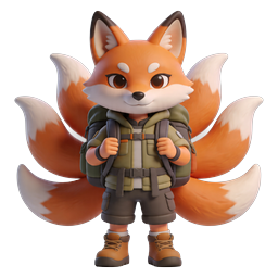 Adventure Fox Character 3D Icon | Outdoor Explorer Mascot