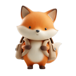 Cute Adventure Fox Character 3D Icon