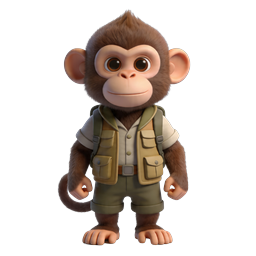 Cute Adventure Monkey Explorer 3D Icon
