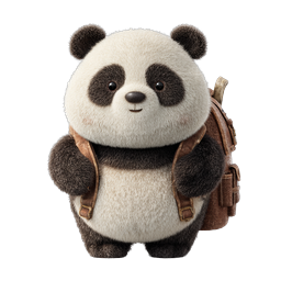 Cute Adventure Panda with Backpack 3D Icon
