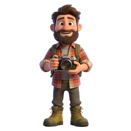 Adventure Photographer 3D Character Icon | Bearded Explorer