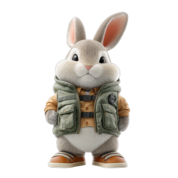 Adventure Rabbit Character in Outdoor Gear 3D Icon