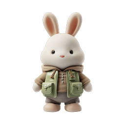 Adventure Rabbit Character 3D Icon - Cute Bunny Explorer
