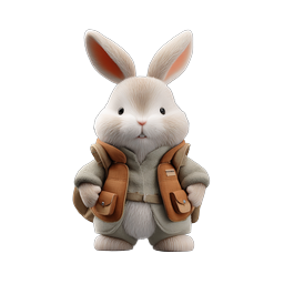 Adventurer Bunny Character Icon - Cute 3D Rabbit