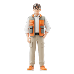 Adventurer Explorer Character 3D Icon with Goggles