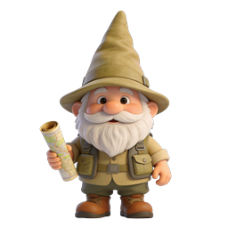 Adventurer Gnome Character 3D Icon with Treasure Map
