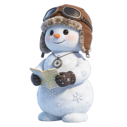 Adventurer Snowman Character Icon with Map & Compass