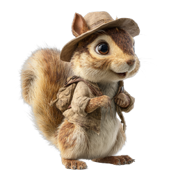 Adventurer Squirrel Explorer Icon - Cute 3D Character