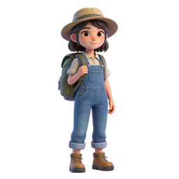 Charming Explorer Girl Icon for Outdoor Adventures