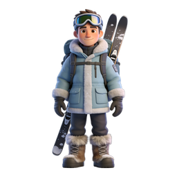 Playful Skiing Boy Icon for Winter Sports