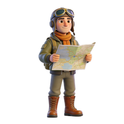 Adventurer Holding a Map Icon for Outdoor Activities