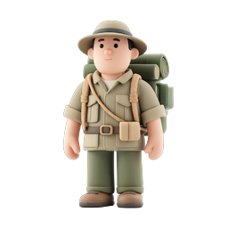 Adventurous Hiker Character Icon - 3D Clay Style