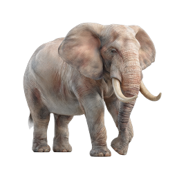 Icona elefante africano realistica - Rendering 3D dettagliato della fauna selvatica