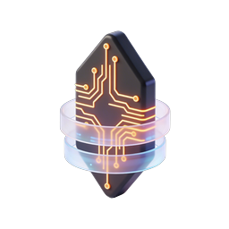 AI Crystal Circuit Technology Icon - 3D Render