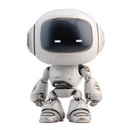 ไอคอนตัวละครหุ่นยนต์ AI เป็นมิตร 3D สำหรับแอปเทคโนโลยี