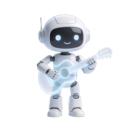 AI Robot Guitarist Icon - Futuristic Music Character