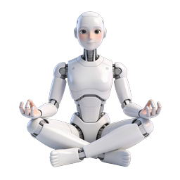ไอคอนหุ่นยนต์ AI นั่งสมาธิแบบเป็นมิตร - เรนเดอร์ 3D