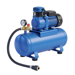 Blue Air Compressor 3D Industrial Equipment Icon