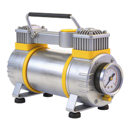 3D Industrial Air Compressor Pump Icon with Pressure Gauge