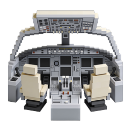 Icona 3D Voxel cabina di pilotaggio aereo - Interno ponte di volo