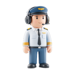 Icona personaggio pilota di linea amichevole - Stile argilla 3D
