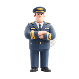Icona personaggio pilota di linea amichevole | Aviazione 3D
