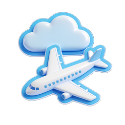 Airplane Cloud 3D Icon | Aviation & Travel Graphic
