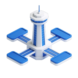 ไอคอน 3D หอบังคับการบินแบบ Isometric