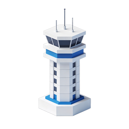 Stylized Airport Control Tower Icon for Transportation Use
