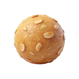 Realistic Almond Cookie Ball 3D Food Icon