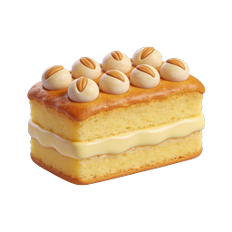 Almond Cream Cake 3D Icon | Delicious Pastry Dessert
