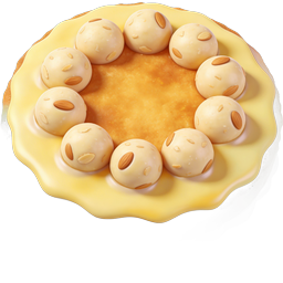 Almond Cream Cake Icon - Realistic 3D Dessert Illustration