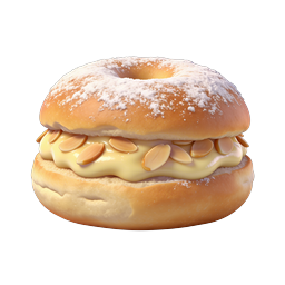 Almond Cream Filled Pastry Icon - 3D Bakery Treat