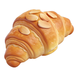 Icono 3D de cruasán de almendras - Ilustración de panadería