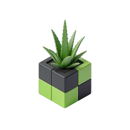 Aloe Vera Cube Pot 3D Icon - Modern Botanical Design
