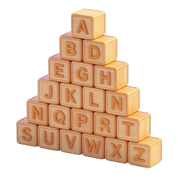 Wooden Alphabet Blocks Pyramid - 3D Educational Icon