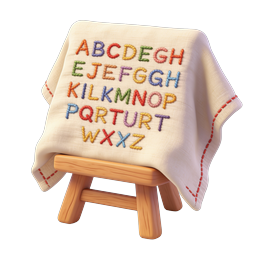 Alphabet Embroidery Stool Icon - Educational 3D Illustration