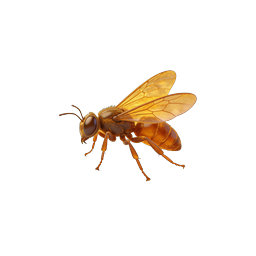 Amber Bee Preserved in Golden Resin Icon | Realistic