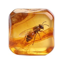 Amber Bee Fossil Icon | Preserved Honeybee in Resin
