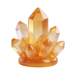 Amber Crystal Cluster 3D Icon | Realistic Gemstone Design